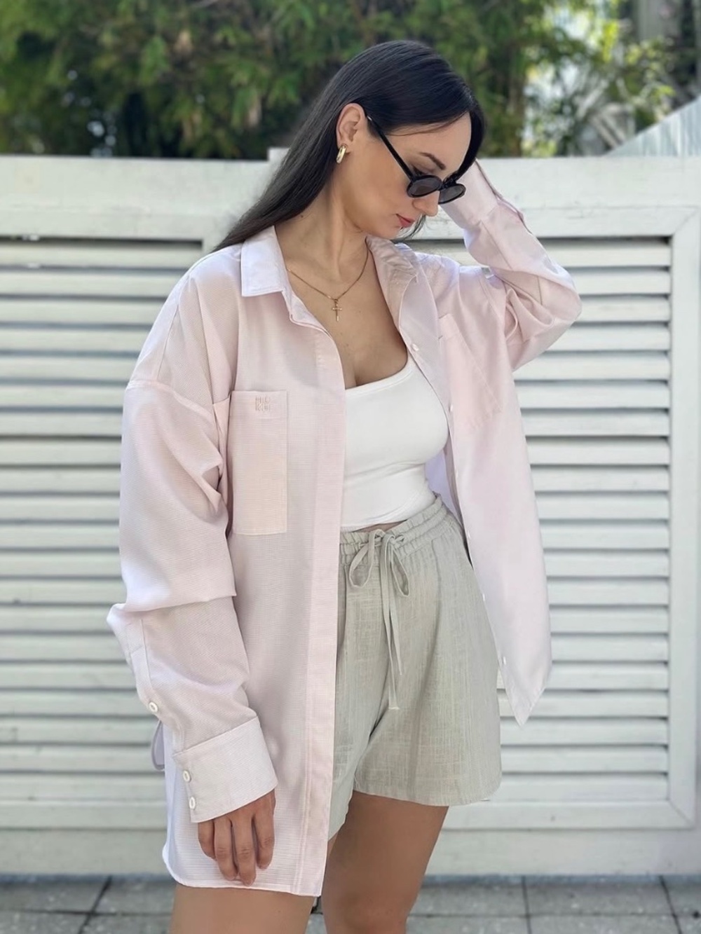 HUKH shirt in soft pink color